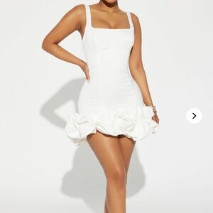 Elegant White Ruffle Mini Dress